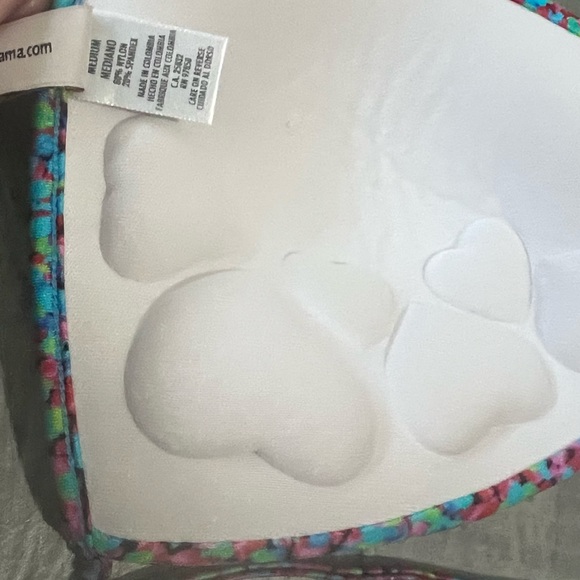 Crystallized LULI FAMA Aqua Pink String Lifting Lined triangle Bikini Top M - Picture 7 of 11